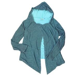 Plume & Thread Anthropologie Hooded Cardigan Sweater Size 2 Medium Stripe